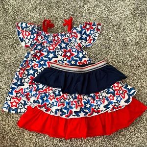 Girls Patriotic Top and Skirt Outfit Sz 4T